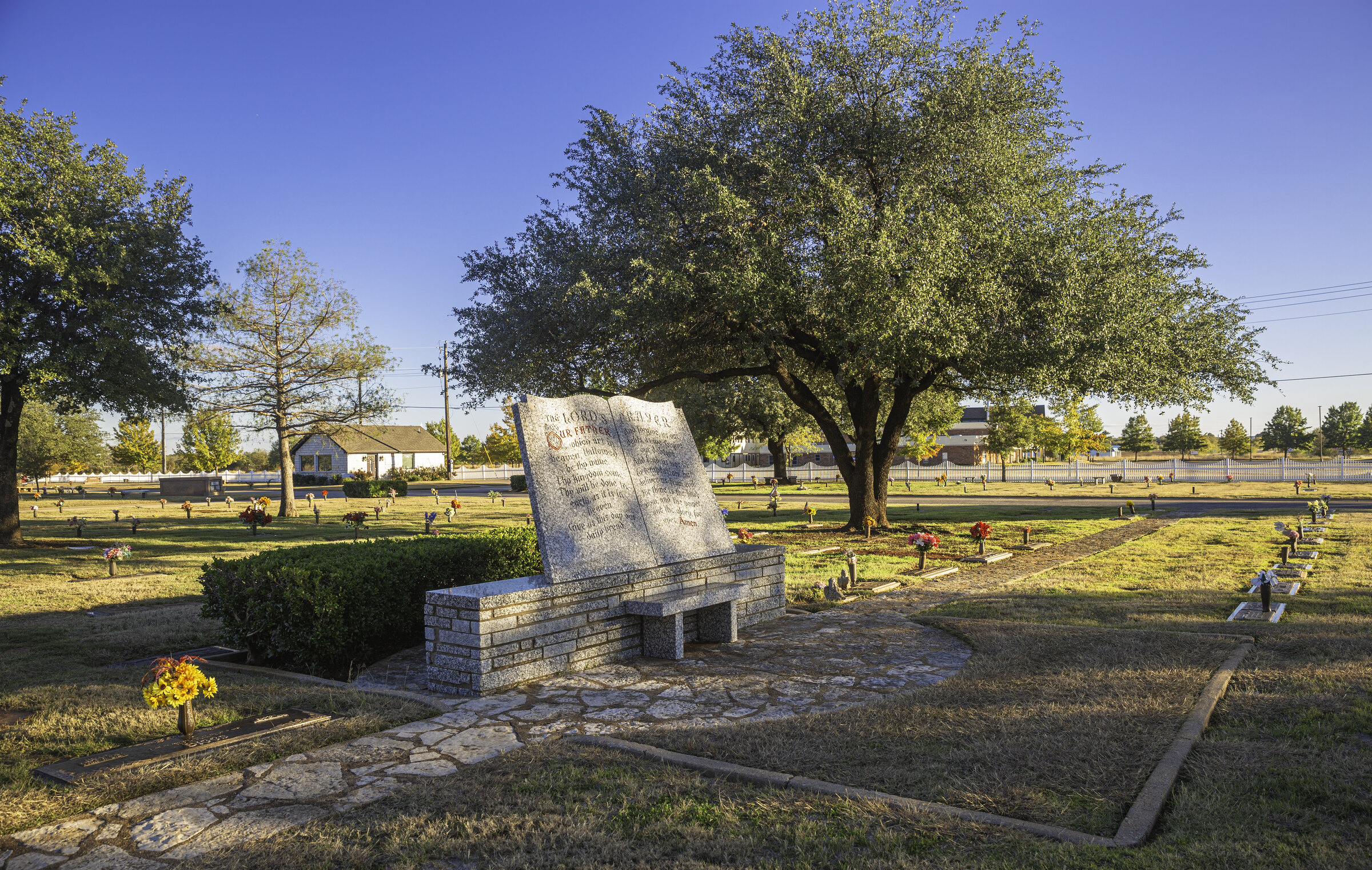 The Lord’s Prayer stone memorial and surrounding grounds at Holly Hills